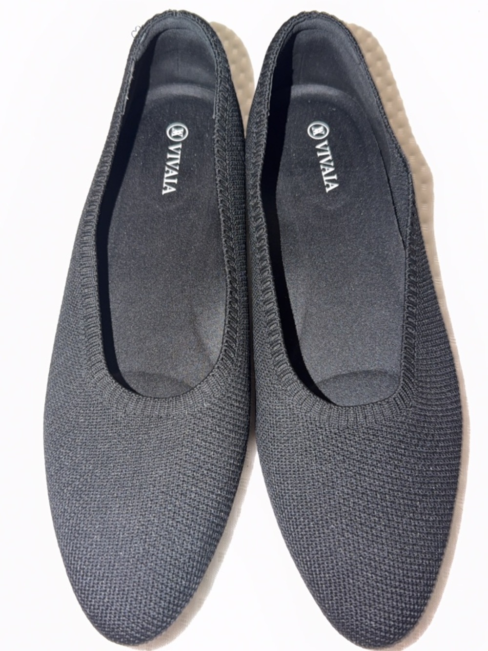 VIVAIA Women’s Black Knit Ballet Flats – Comfortable Slip-On Loafers